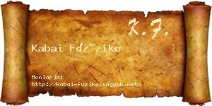 Kabai Füzike névjegykártya